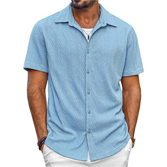 Other - Mens Button Down Shirts Casual Short Sleeve Shirts Summer Knit